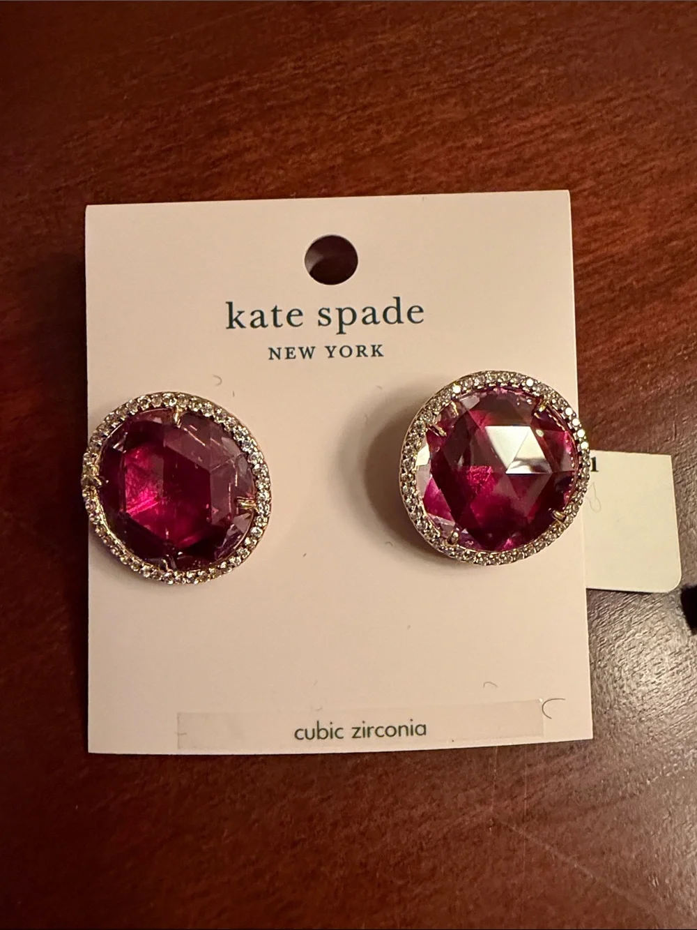 kate spade fuchsia crystal halo stud earrings